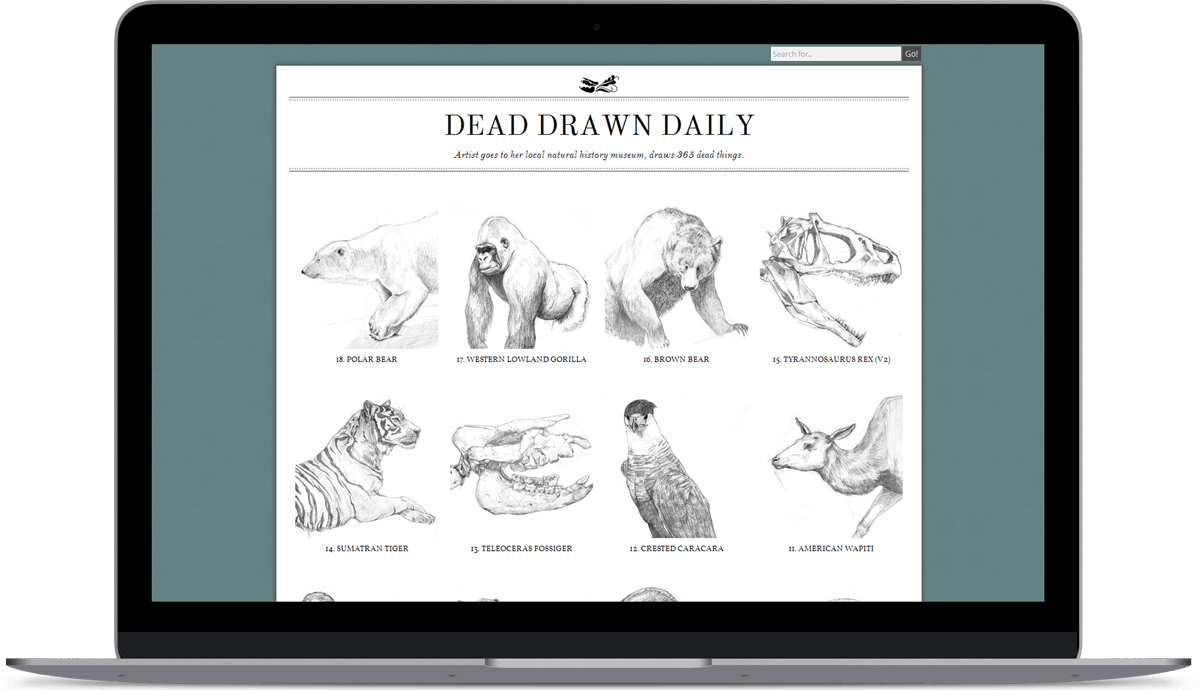 screenshot of dead drawn daily website